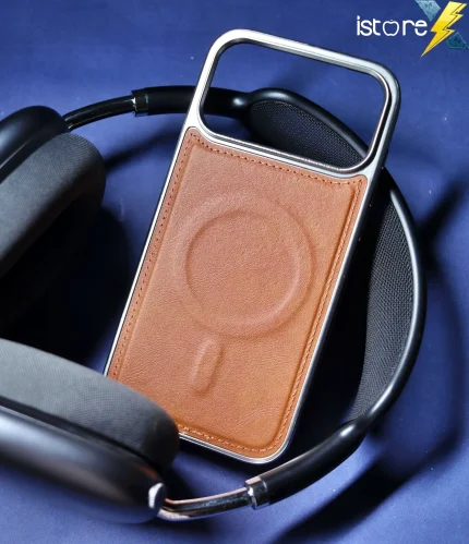 Luxury Leather & Metal Hybrid iPhone Case (Brown)