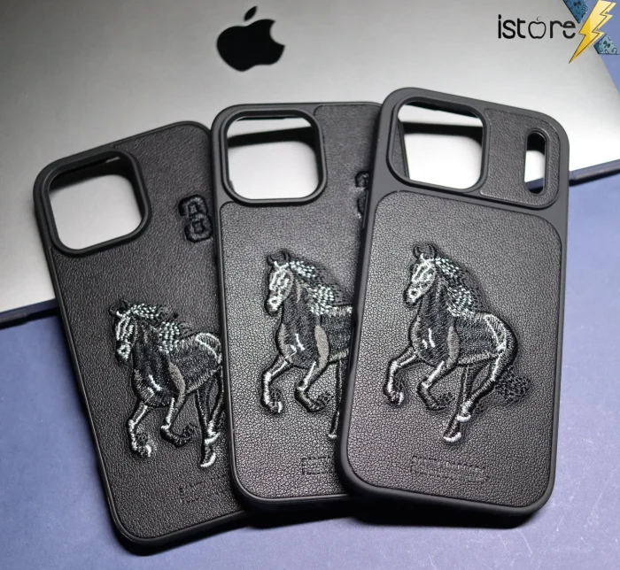 Embroidered Horse iPhone Case (Black Edition) - Image 1